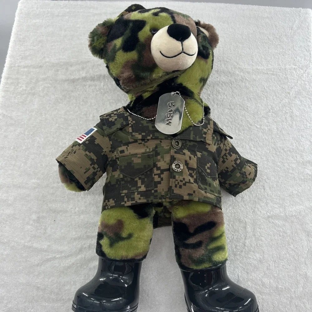 Build A Bear Workshop Camo Camouflage Teddy Bear Plush Stuffed Animal BAB 16